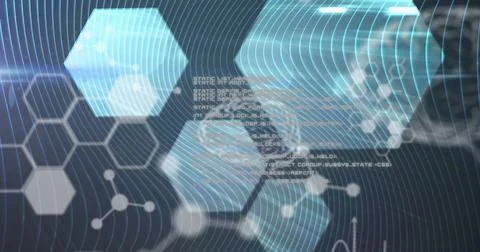 Image of medical data processing, human brain, molecules and chemical compound Stock Illustration