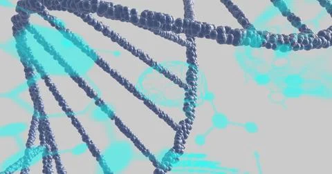 Image of medical data processing over dna on grey background Stock Illustration