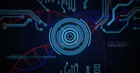 Image of medical data processing over dark background 스톡 일러스트