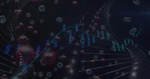 Image of medical data processing over dark background 스톡 일러스트