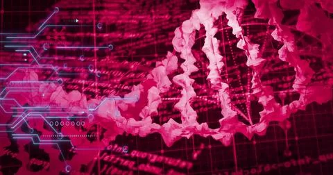 Image of medical data processing over dark background Stock Illustration