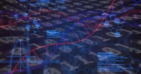 Image of medical data processing over dark background Illustrazione stock