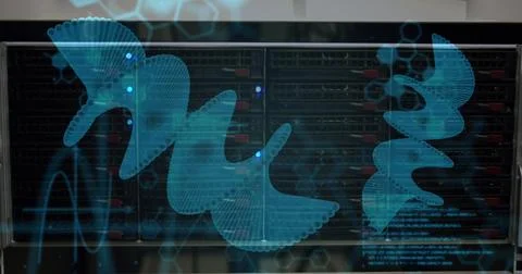 Image of medical data processing over dark background Stock Illustration