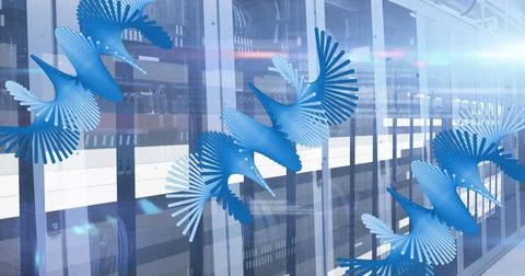 Image of medical data processing over server room Stock Photos