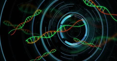 Image of medical data processing over dark background Foto stock