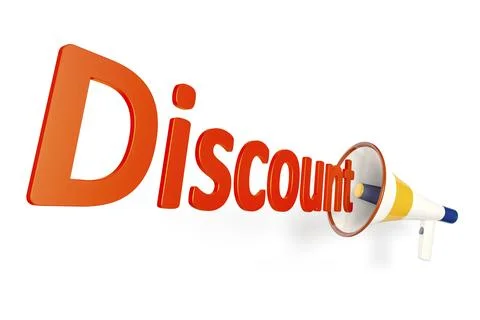 An image of a megaphone shouting the word discount Stock Illustration