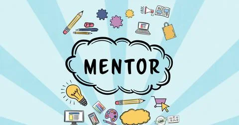 Image of mentor text and school supplies over blue background イラスト素材