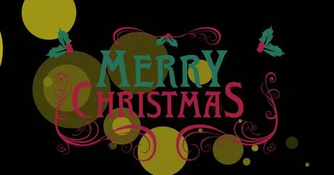 Image of merry christmas text over spots Stock Illustration