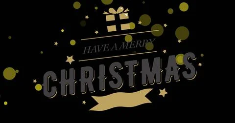 Image of merry christmas text over spots Stock Illustration