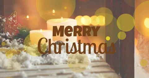 Image of merry christmas text over spots Stock Illustration
