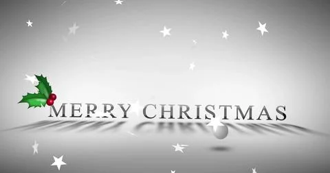 Image of merry christmas text over stars falling Stock Illustration