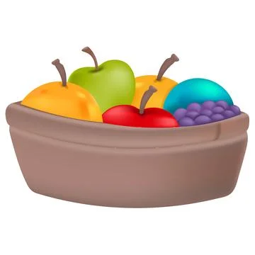 Image of mesh texture parcel basket filled with fresh fruit Stock Illustration