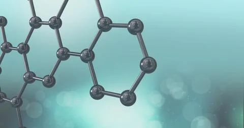 Image of micro of molecules models over blue background Stock Illustration