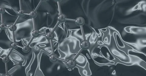 Image of micro of molecules models over grey background Stock Photos