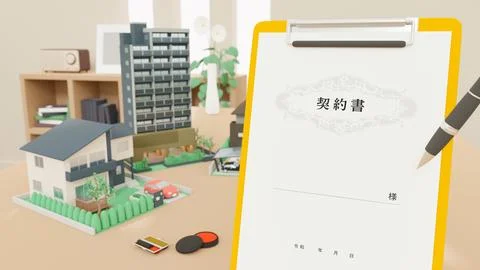 An image of a miniature housing composed of 3D illustrations. Stock Illustration