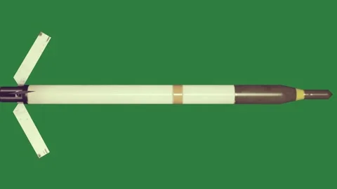 An image of a missile on green background and screen with white black object Stock Footage 337029187