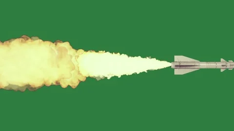 An image of a missile with green background and jet flying through the air on Stock Footage 337029191