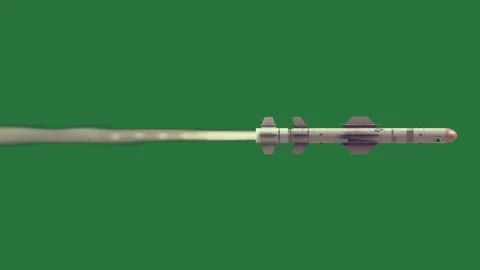 An image of a missile with green screen and gun in the fore on it animated Stock Footage 335682733