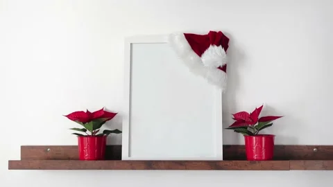 Image of mock up scene with white picture frame for Christmas Stock Footage 164967771