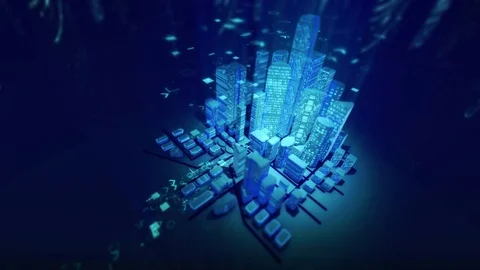 The image of a modern city in the stream of digital technologies. Vidéo 81728688