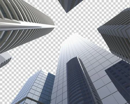 Image of modern high rise tower block buildings from below Ilustración de archivo