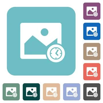 Image modified time alternate rounded square flat icons Stock Illustration