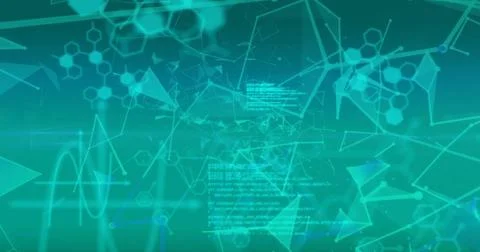 Image of molecules and scientific data processing Stock Photos
