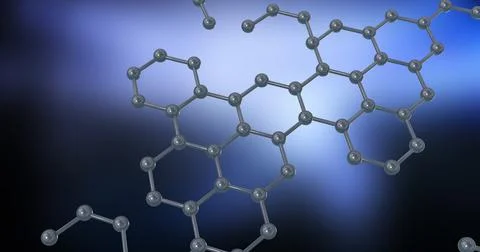 Image of molecules on blue background Stock Photos