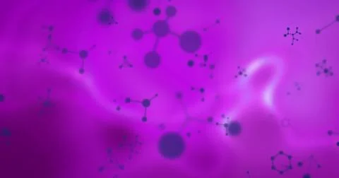 Image of molecules on purple background Stock Illustration