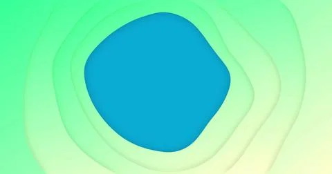 Image of morphing blue abstract shape moving on layered green background Stock Photos