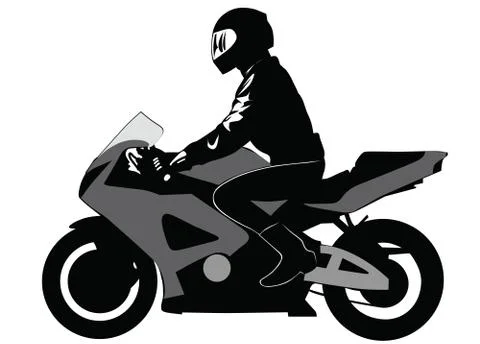 Image of motorcyclist riding on a motorcycle - vector Stock Illustration