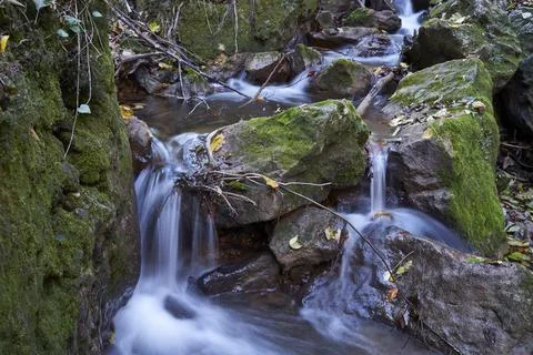 Image of a mountain waterfall. Stock Photos