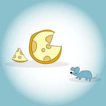 Image of mouse and cheese head. Vector illustration. Hand drawing Stock Illustration