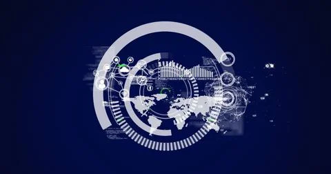 Image of moving circle over financial data processing Stock Illustration