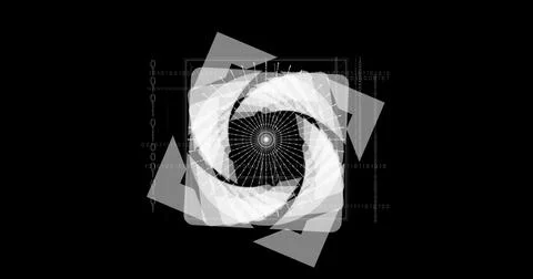 Image of moving digital shapes over black background Stock Illustration