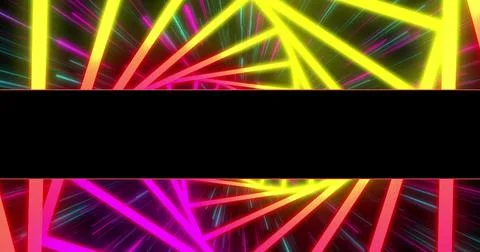 Image of moving shapes and black line on black background Illustrazione stock