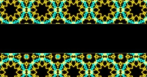 Image of moving shapes and black line on black background Illustrazione stock