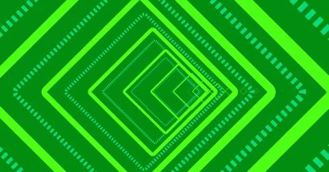 Image of moving shapes on green background Illustrazione stock