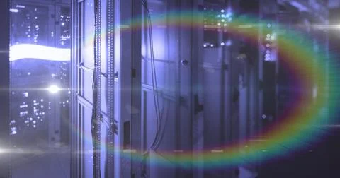 Image of moving shapes over light spots 스톡 사진