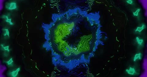 Image of moving waves and financial graphs over black background Stock Illustration
