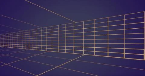 Image of moving yellow grid lines on purple background 4k Stock Photos