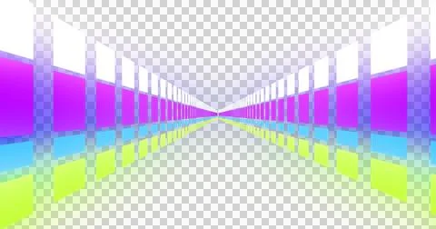 Image of multi colored neon tunnel moving on loop over transparent background 스톡 일러스트