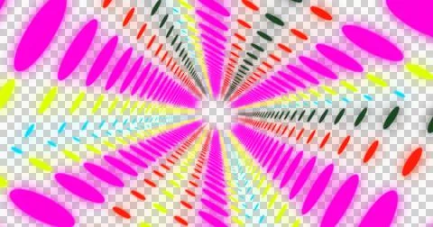 Image of multi colored neon tunnel moving on loop over transparent background Stock Illustration