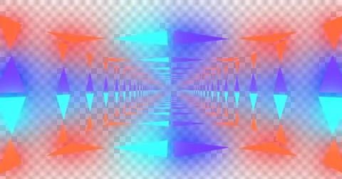 Image of multi colored neon tunnel moving on loop over transparent background Stock Illustration
