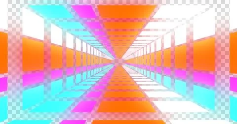 Image of multi colored neon tunnel moving on loop over transparent background Ilustração Stock