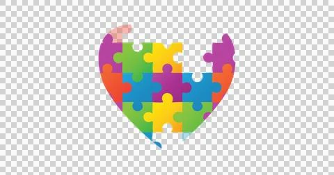 Image of multi coloured puzzle elements forming square Autism Awareness Month Illustrazione stock