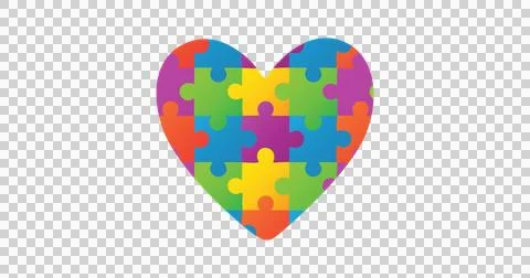 Image of multi coloured puzzle elements forming square Autism Awareness Month Illustrazione stock
