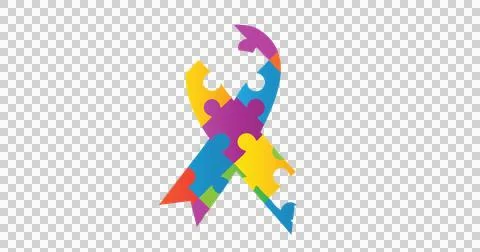 Image of multi coloured puzzle elements forming rectangle Autism Awareness Month 스톡 일러스트