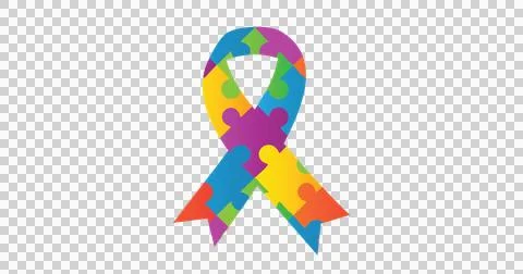 Image of multi coloured puzzle elements forming rectangle Autism Awareness Month Stock Illustration