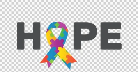 Image of multi coloured puzzle elements forming ribbon with grey rectangle Stock Illustration